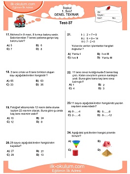 ilkokul 1. Sınıf Genel Tekrar Testleri 